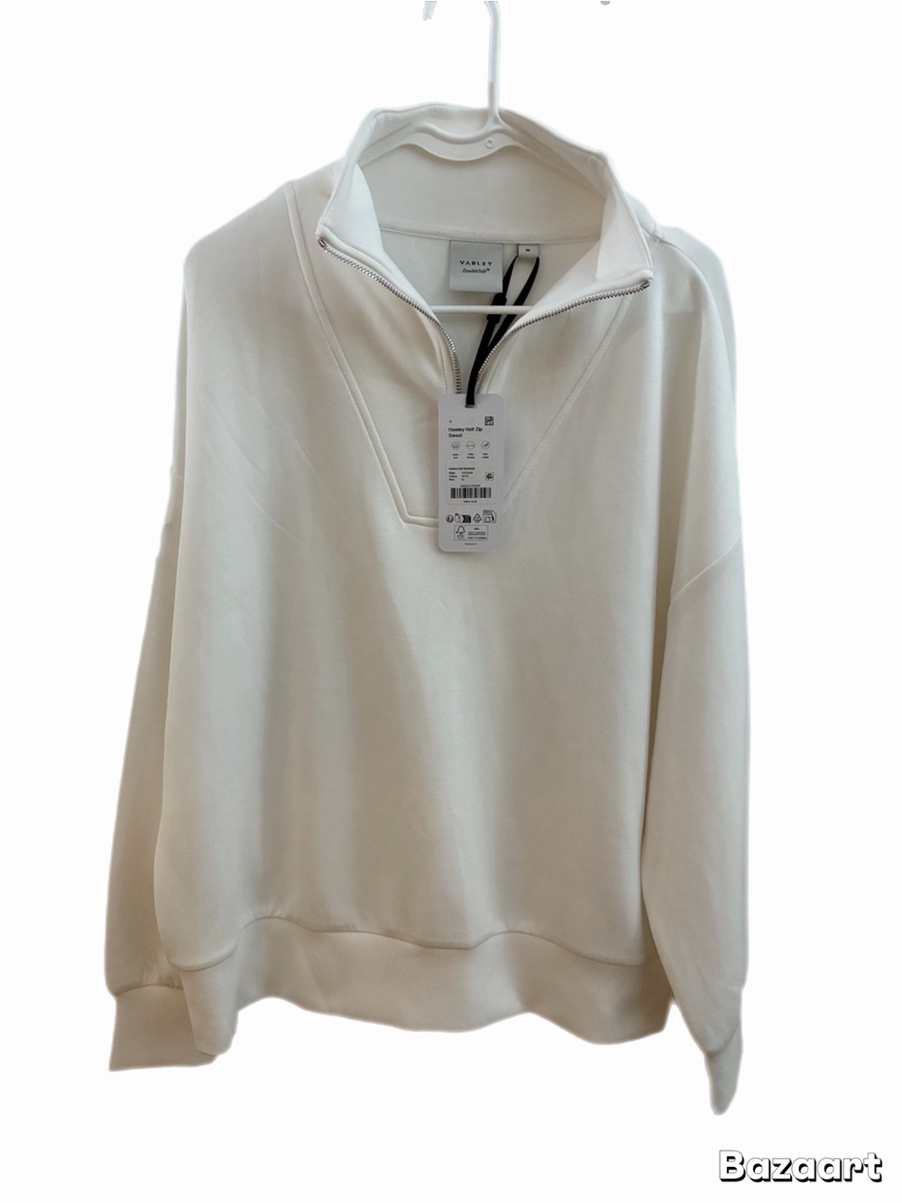 NWT Varley Hawley Half Zip Sweatshirt DoubleSoft Oversizes White M